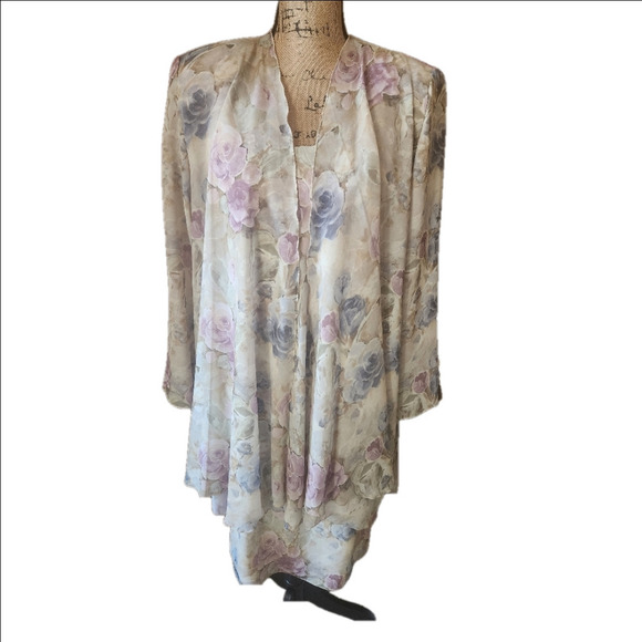 NWT Vintage Marshall Field's Patra Sz 8 Floral Cloud Dress With Matching Wrap - Picture 4 of 15